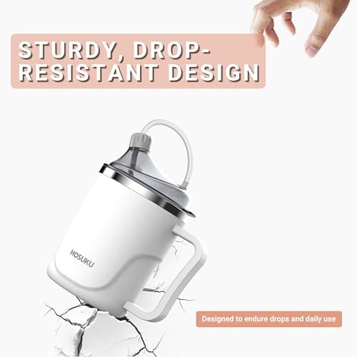 Adult Sippy Cup for Elderly, 13.5oz Spill Proof Cup with 2 Lids, White — view 3
