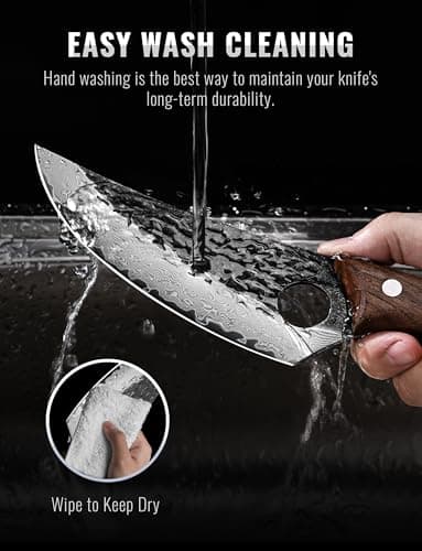 Emojoy Damascus Chef Knife, 67-Layer Damascus Steel Kitchen Knife with Black Hammered Finish, Japanese Knives for Home, Outdoor Cooking, BBQ, Include Gift Box, 6.3 Inch — view 5