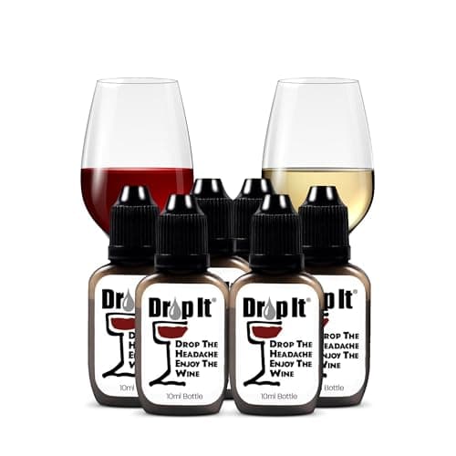 Drop It Wine Drops, 6 Pack - Only Product to Naturally Remove Both Wine Sulfites and Wine Tannins - Can Eliminate Wine Headaches, Wine Allergies and Histamines in 20 Seconds - A Wine Wand Alternative