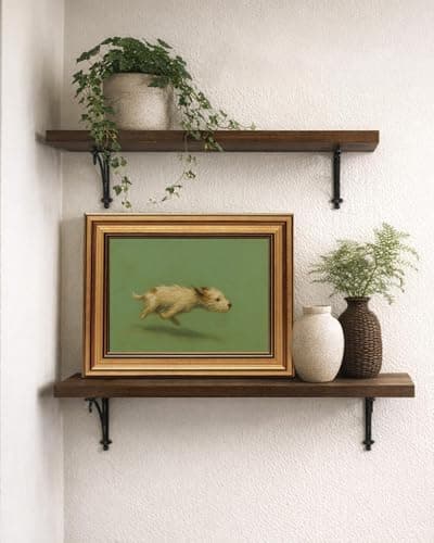 WZGZXU Vintage Gold Framed Wall Art Zoomies Dog Wall Decor Rustic Pet Canvas Art Whimsical Animal Pictures Running Dog Paintings Farmhouse Prints For Livingroom Bedroom 8x10in — view 3