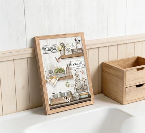 Farmhouse Bathroom Canvas Wall Art Rustic Cotton Flower Butterfly Painting Picture Wall Decor Relax Soak Unwind Sign Poster Print Artwork Modern Home Decor for Bathroom Framed Ready to Hang — view 4