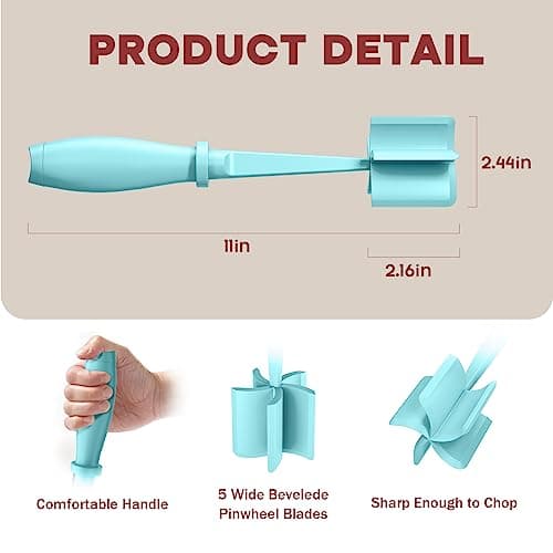 Meat Chopper, Upgrade Hamburger Smasher, Premium Heat Resistant Meat Masher for Ground Beef, Ground Turkey and More, Non Stick Mix Grinder-Aqua
