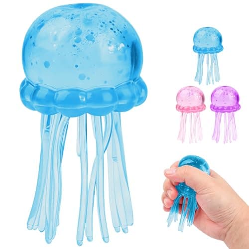 Jellyfish Squeeze Toys,Jellyfish Squishy, Jelly Fish Design Squeeze Stress Ball,Squeeze Toys for Anxiety and Stress Relief, Party, Gifts (Blue)