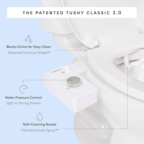 TUSHY Classic 3.0 Non-Electric Bidet Toilet Attachment, Experience a Superior Fresh Water Clean (Slim Fit, Easily Installs Under Toilet Seat, Adjustable Spray, Self Cleaning Nozzle), Bamboo Knob — view 6
