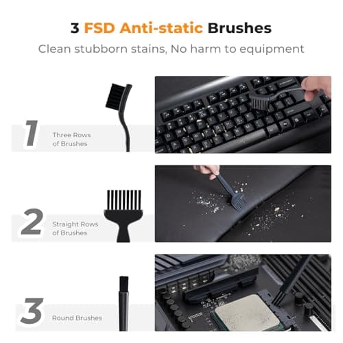 K&F CONCEPT Compressed Air Duster with LED Lights, Powerful Wind Air Blower Electric | Brushless Motor | 5 nozzles 3 Brushes| for PC Computers Keyboard Home Car Pet Hair Cleaning, Inflation, Drying — view 6