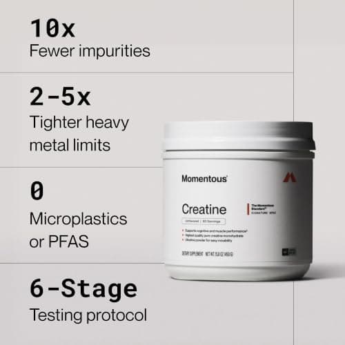 Momentous Creatine Monohydrate Powder - Creatine Powder - Supports Strength, Lean Muscle, & Recovery for Men & Women - NSF Certified for Sport - 5 g per Serving - 90 Servings — view 2
