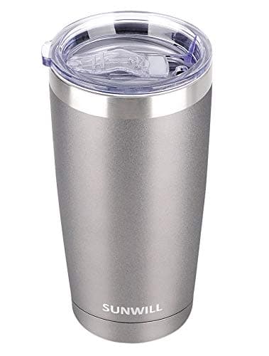 SUNWILL Travel Coffee Tumbler 20 oz, Insulated Mug with Lid, Stainless Steel Cup for Hot and Cold Drinks, Cool Grey