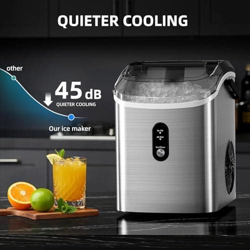 Antarctic Star Nugget Ice Maker Countertop with Soft Chewable Ice, Portable Sonic Ice Maker with Basket and Scoop, Removable Top Cover, Auto-Cleaning for Home/Party/RV/Camping (Stainless Steel Silver) — view 5
