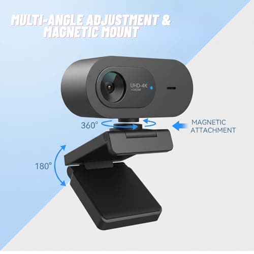 Vauvinmaic 4K Webcam with Microphone, UHD Ultra-HD Computer Camera with Privacy Cover & Noise-Canceling Mic, 100° Wide Angle, USB Plug & Play Pro Desktop Web Cam for Zoom, Skype, Teams, Streaming — view 2