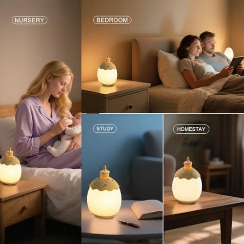 AuroraNiteBeam Silicone Night Light for Kids, Egg Baby Nursery Night Lamp with 3-Level Dimming & 30-Min Timer, Portable nightlight for Kids Bedroom,Birthday Cake-Shaped Night Light — view 5