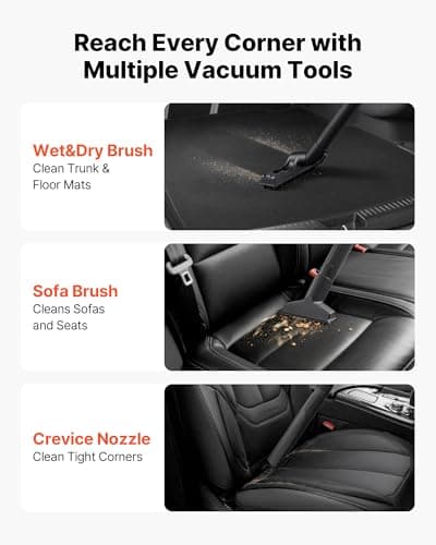 VEVOR Shop Vac, 5.8 Gallon Wet Dry Shop Vacuum, 4 Peak HP with One-Button Self-Cleaning, Dual-Filter, 900W Input Power, 1.25in x 7ft Hose, 9.8ft Cord, Metal Tank for Jobsite, Workshop, Garage, Home — view 3