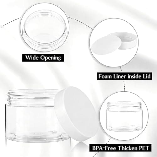 TUZAZO 4 Oz Plastic Containers Small Jars with White Lids, 12 Pack — view 2