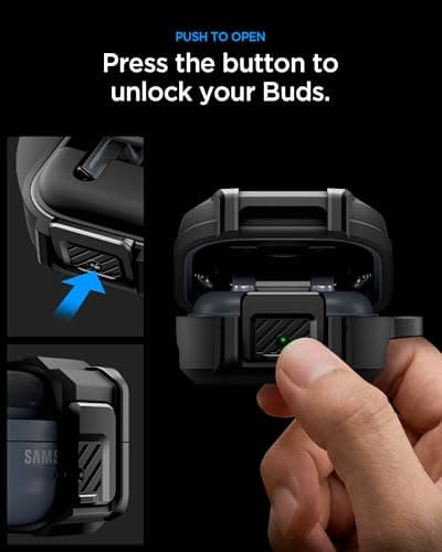 Spigen for Samsung Galaxy Buds 4 Pro Case, Galaxy Buds 4 Case (2026) Drop-Protection Cover with Secure Locking Protection - Matte Black — view 2