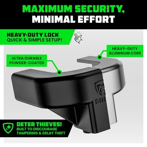 Rhino USA Trailer Hitch Lock Kit Heavy Duty Anti Theft Trailer Coupler Locks for RV, Camper, Trailer, Boat, Caravan - Reinforced Solid Steel Tow Lock for Trailer Tongue (2-5/16")