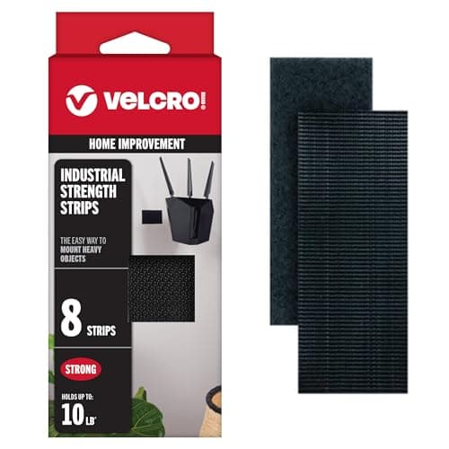 VELCRO Brand Heavy Duty Fasteners | 4x2 Inch Strips with Adhesive 8 Sets | Holds 10 lbs | Black Industrial Strength Stick On Tape | Indoor or Outdoor Use (VEL-30703-USA)