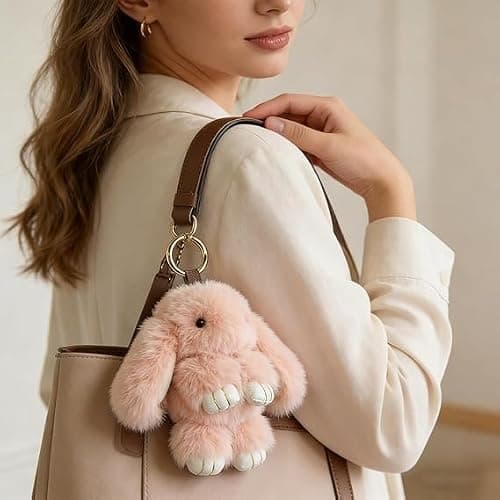 2026 New Bunny lulu Keychain, Cute Soft Fuzzy Bunny Keychain with Tin Box, Rabbit Charm for Bags, Easter Gift (B) — view 5