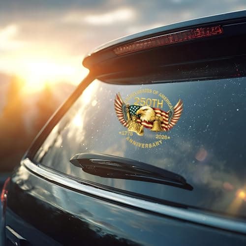 2PCS 250th Anniversary USA Car Window Decal Sticker,1776-2026 American Independence Commemorative Sticker，USA Patriotic 4th of July Vinyl Bumper Stickers for Car, Pickup Truck, SUV (Eagle Wings) — view 6