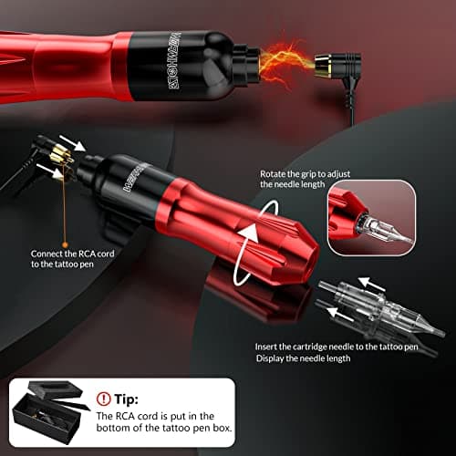 Wormhole Tattoo Kit Tattoo Pen Kit 20 Tattoo Cartridge Needles 10 Color Inks with Foot Pedal, Power Supply, RCA Cord, Tattoo Gun Kit for Artists and Beginners WTK079 — view 3