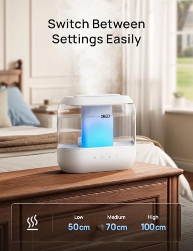 DREO Humidifiers for Bedroom, 4L Top Fill for Large Room, 36H Runtime [Ultra-Strong Mist Output] Quiet Cool Mist Air Humidifier for Baby Nursery, Plants, Indoor, Night Light, Easy to Clean — view 7