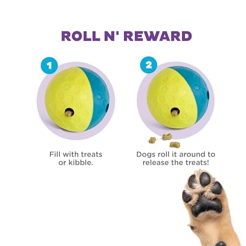Outward Hound by Nina Ottosson Treat Tumble Interactive Puzzle Ball Dog Toy, Level 1 Beginner, Blue, Small — view 3