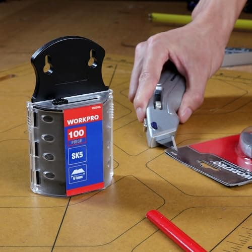 WORKPRO Utility Knife Blades, SK5 Steel, 100-Pack Blades with Dispenser — view 8