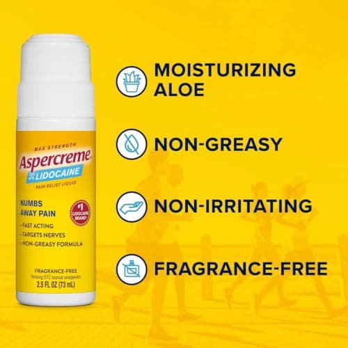 Aspercreme Lidocaine Pain Relief Liquid with No-Mess Roll-On Applicator, Max-Strength 4% Lidocaine Numbs Away Nerve Pain, Moisturizing Aloe Hydrates Dry Skin, 2.5 FL oz — view 4