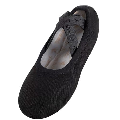 s.lemon Ballet Shoe,Cotton Canvas Split Sole Yoga Gymnastics Ballet Dance Slipper for Kids Women TLK Black 42 — view 5