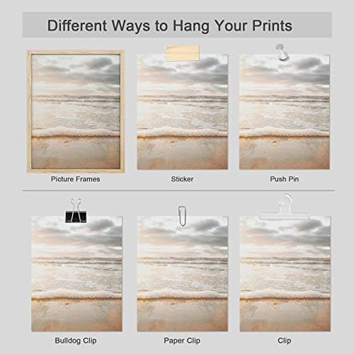 SIGNWIN Poster Bathroom Decor 11"x14"x 4, Wall Art Room Decor Multicolor for Living Room, Bedroom, Office White Minimal Beach Shore Ocean Sea Seashell Landscape Nature Wilderness Realism Landscape — view 4