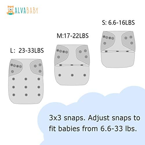 ALVABABY Cloth Diaper Pocket Washable Adjustable Reusable 6 Pack Cloth Nappies with 12 Pack 5 Layer Charcoal Bamboo Inserts — view 4