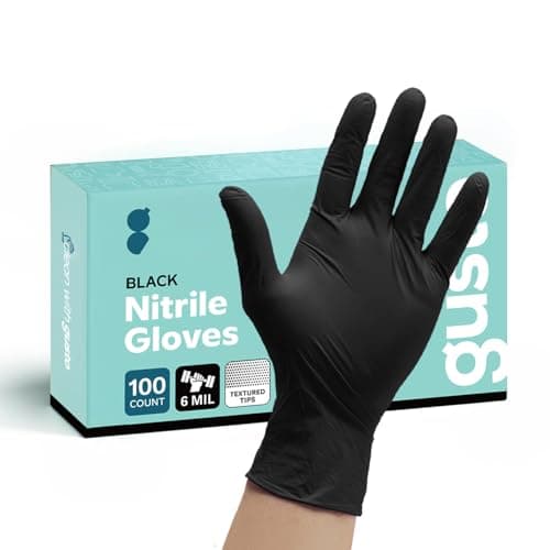 Gusto Black Nitrile Gloves [100 Count] Disposable Heavy Duty 6 Mil - Medium