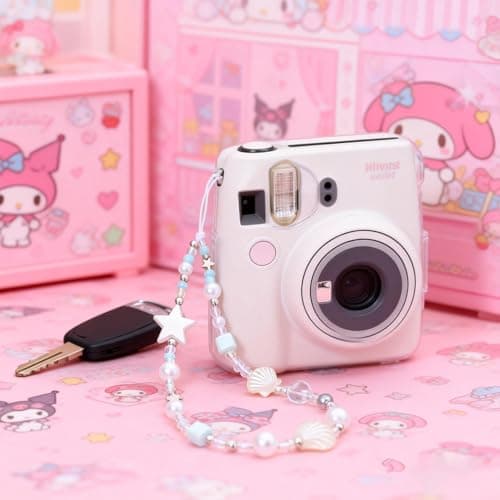 2 Pcs Phone Charm Strap Universal Hand Phone Wrist Strap Camera Lanyard Pearl Beaded Cute Chain String Accessories Universal for iPhone 17 16 Pro Max Samsung Women Girls Keychain Brown and White Star — view 3