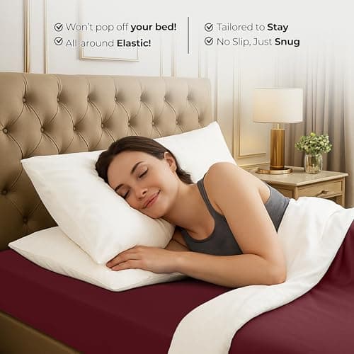 Utopia Bedding Queen Fitted Sheet - Bottom Sheet - Deep Pocket - Soft Microfiber -Shrinkage and Fade Resistant-Easy Care -1 Fitted Sheet Only (Burgundy) — view 7