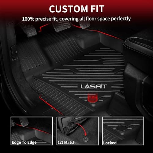 LASFIT 3D Floor Mats for Ford F-150 2015-2025 2026 | F150 Lightning 2022-2026 SuperCrew (Without Fold Flat Storage), Premium TPE All Weather Truck Liners for F150 Accessories, Non-Silp Heavy-Duty Mats — view 5