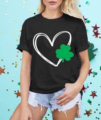 Cutesong Womens St Patricks Day Shirt Lucky Shamrock Paddy's Day T-Shirt Love Irish Clover Tee Tops