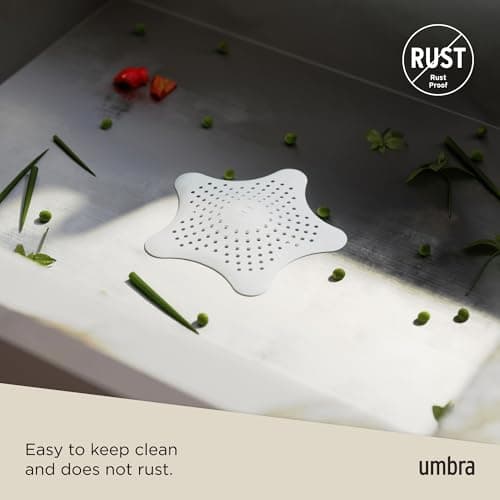 Umbra Starfish Hair Catcher, Fun Drain Cover Fits Most Standard Tub and Shower Drains, 6" Diameter, White — view 5