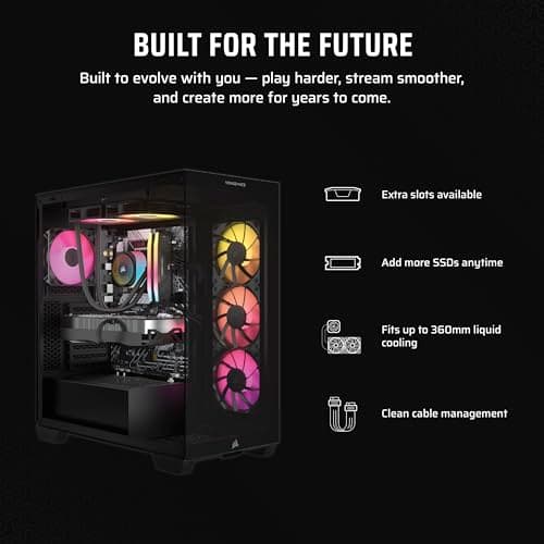 Corsair Vengeance i7500 Gaming PC – Liquid Cooled Intel Core i9-14900KF CPU – NVIDIA GeForce RTX 5080 GPU – 32GB Vengeance RGB DDR5 Memory – 2TB M.2 SSD – Black — view 9