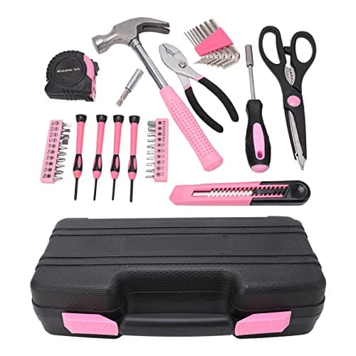 39 Pcs Household Tool Kit Pink Portable Hand Toolbox Hammer Screwdriver Wrench Repair Maintenance Tool Set for Girl — view 5