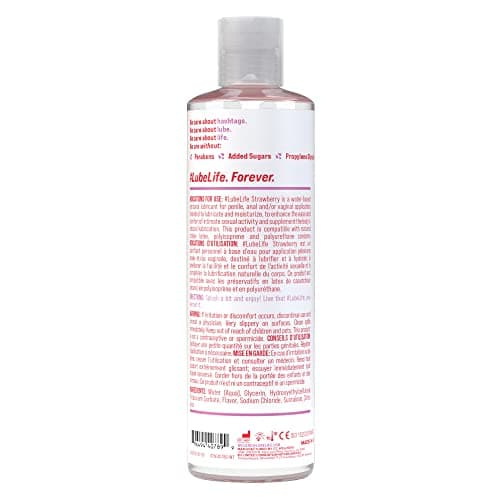 Lube Life Water-Based Strawberry Flavoured Lubricant, Personal Lube for Men, Women and Couples, Made Without Added Sugar, 8 Fl Oz (240 mL)