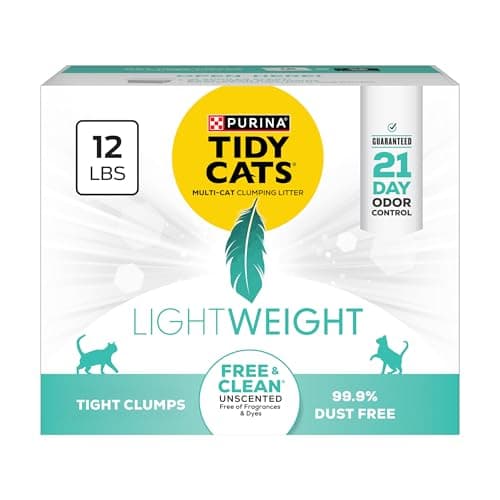 Purina Tidy Cats Lightweight Free and Clean Unscented, Multi-Cat, Clumping, 99.9 Percent Dust Free Cat Litter - 12 lb. Box