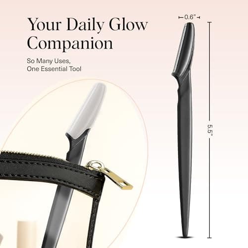 Kitsch Dermaplane Razor for Women Face – Face Razors for Women & Men, Eye Brow Razors & Face Shaver – Exfoliating Facial Razor & Dermaplaner as Skin Care Tool for Smoother Skin - Black, 6 pcs — view 4