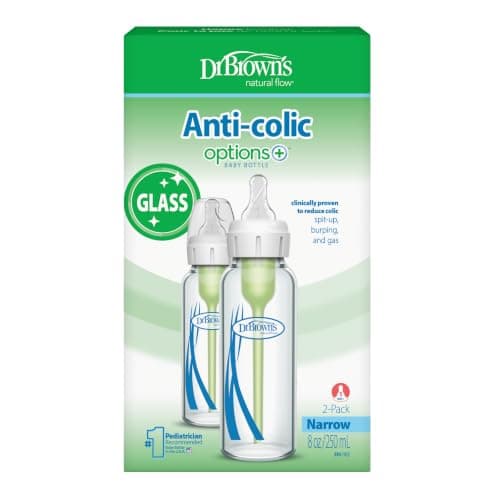 Dr. Brown’s Natural Flow Anti-Colic Options+ Narrow Glass Baby Bottles, 8oz, 2-Pack — view 8