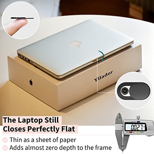 Yilador Webcam Cover (3 Pack), 0.03 inch Ultra Thin Laptop Camera Cover Slide for iPhone iPad MacBook Pro Computer iMac Cell Phone PC Accessories Camera Blocker Slider, Great for Privacy - Black — view 2