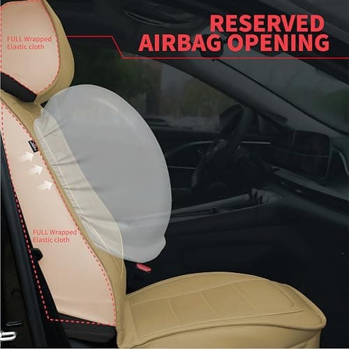Car Full Set Seat Covers Fit for Hyundai Kona 2018-2026: Leather Breathable Waterproof Car Seat Cushion Accessories(5 Seats, Beige) — view 2