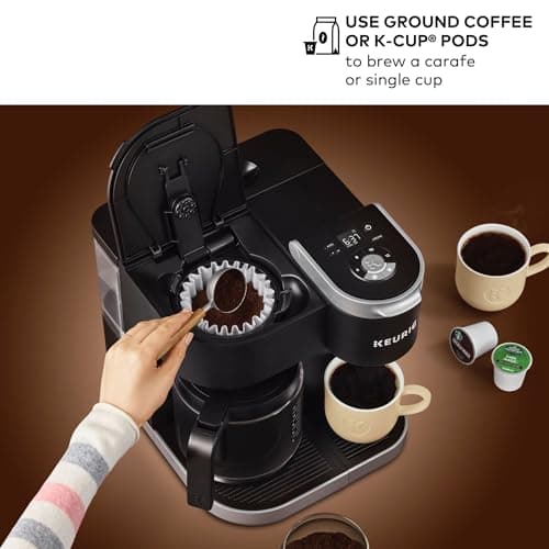 Keurig K-Duo Single Serve K-Cup Pod & Carafe Coffee Maker, with Multiple Brew Sizes, 60oz Removable Reservoir, Programmable Auto Brew Carafe, Black