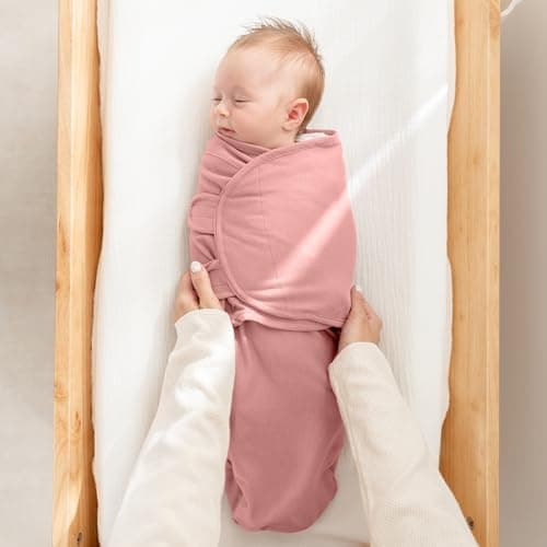 Comfy Cubs Easy Swaddle Blanket, 3 Pack - 100% Cotton Newborn Wrap, Small for 0-3 Months Infants, Breathable and Durable Sleep Sack for Babies - Blush, Mauve & Mulberry — view 3