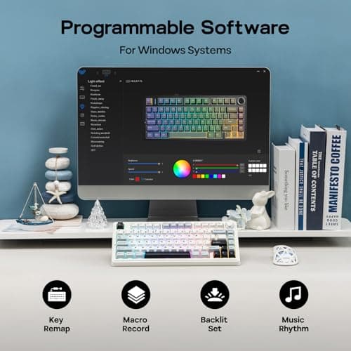 EPOMAKER x Aula F75 Gasket Mechanical Keyboard, 75% Wireless Hot Swappable Gaming Keyboard with Five-Layer Padding&Knob, BT/2.4GHz/USB-C, RGB (Light Blue, LEOBOG Reaper Switch) — view 5
