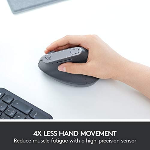 Logitech MX Vertical Wireless Mouse – Ergonomic Design Reduces Muscle Strain, Move Content Between 3 Windows and Apple Computers, Rechargeable, Graphite — view 4