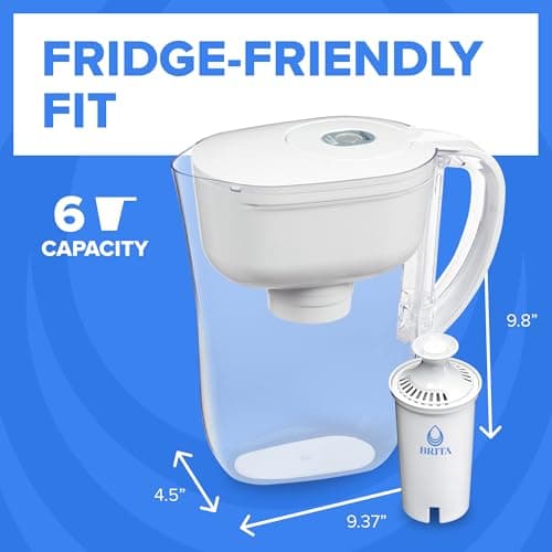 Brita 6 Cup Filter Pitcher withSmart Light Indicator, Reduces Chlorine taste and odour from Tap Water, Filters 151 Litres, Metro, White — view 6