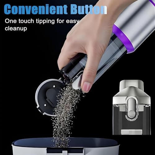 Handheld Car Vacuum Cordless with Air Duster, 30-Min Runtime 20000Pa Suction, Portable Rechargeable Small Handheld Vacuum for Car Detailing Interior Cleaning Pet Hair,Silver&Purple — view 3