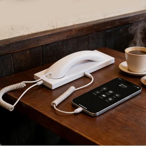 Decumeby Retro Phone Handset, Wired Plug in Handheld Phone Handset, Retro Connect to Cell with Microphone for 17 16 (White) — view 5